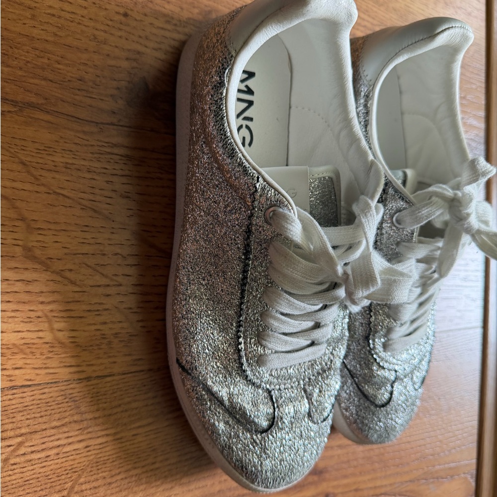 Mango Women's Glittery Silver Sneakers